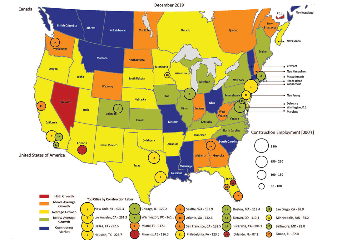 Employment Weather Map from December 2019