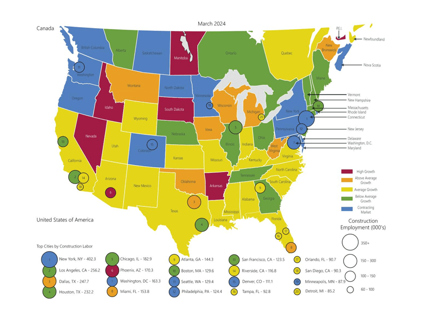 Labor Weather Map Q1 2024