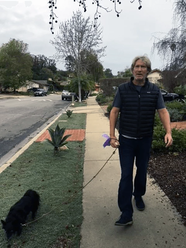 Richard out for a walk with the dog